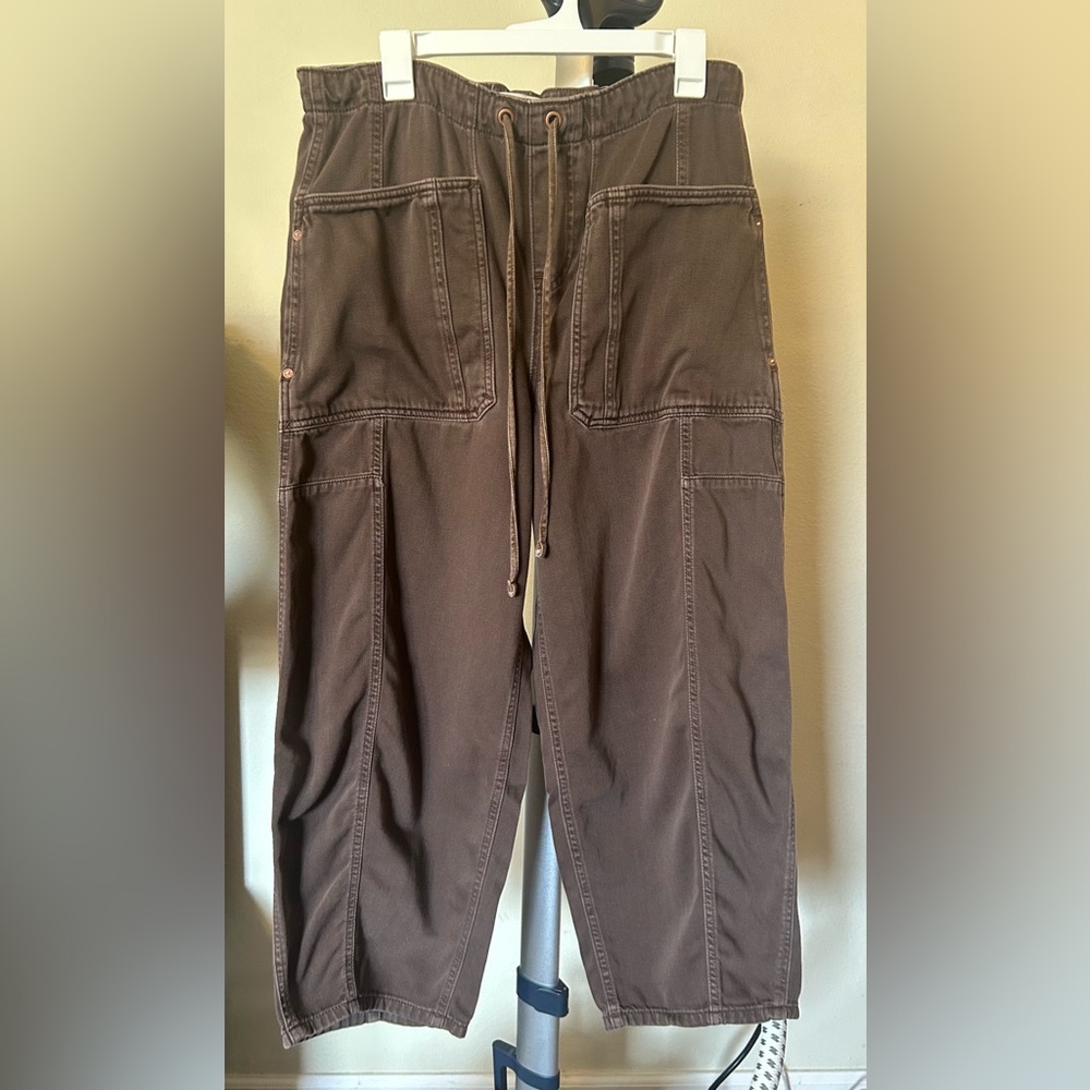 Free People We The Free Silverton Pull-on Barrel Jeans Brown / Chocolate M - Picture 4 of 13